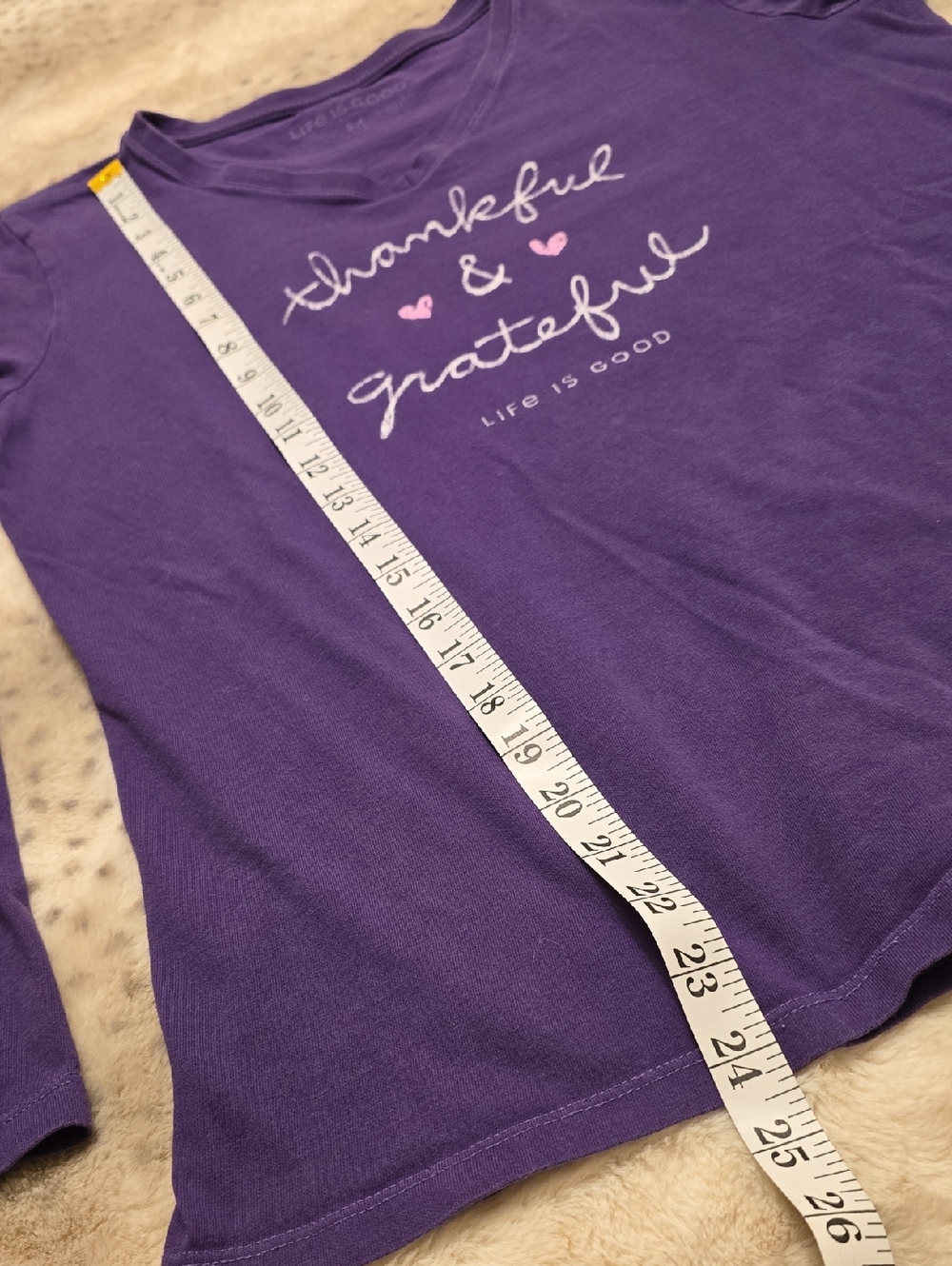 Life Is Good Purple V-Neck 'Thankful & Grateful' Long-Sleeve Tee - Picture 6 of 8